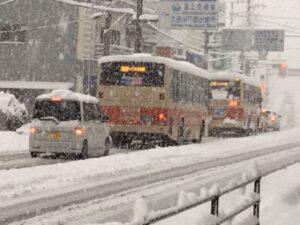 雪模様の広島市内